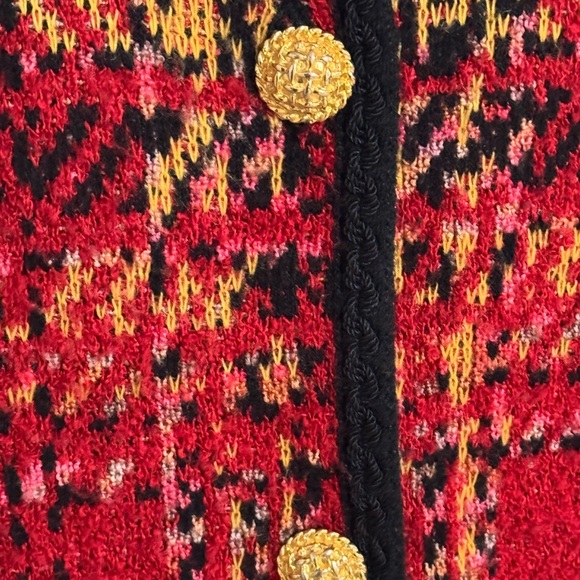 Marks & Spencer ST MICHAEL FROM Red Black Gold Buttons Tweed Blazer size M 6 8 - Picture 6 of 11